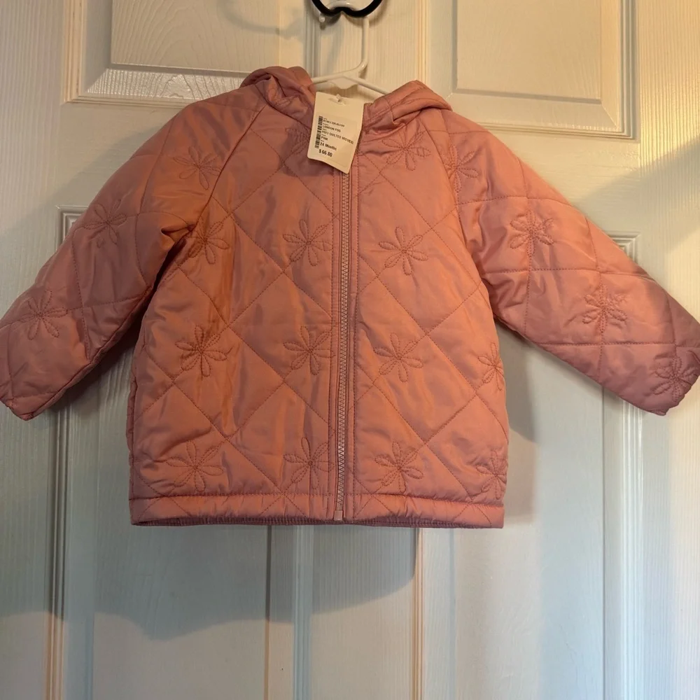 Carter’s Toddler Girls 24M Pink‎ Quilted Floral Hooded Jacket NWT